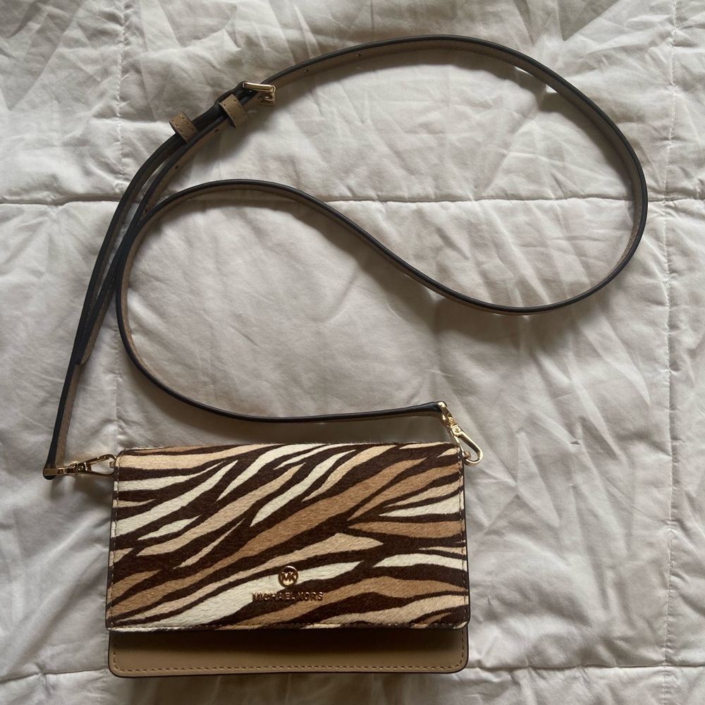Michael Kors Brown and Cream Crossbody Bag